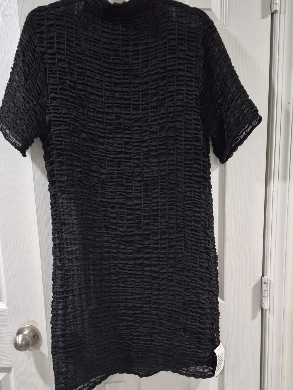 ASOS Black Short-Sleeve Textured Mini Dress